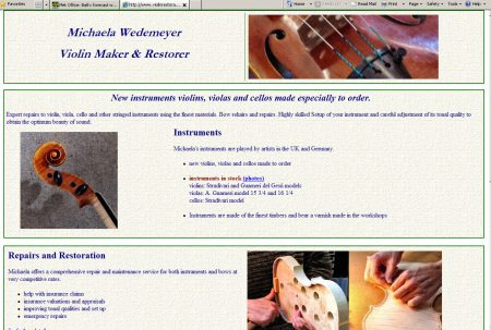 Violin Restoration website screenshot